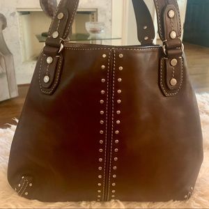 MICHAEL KORS BROWN LEATHER HOBO BAG